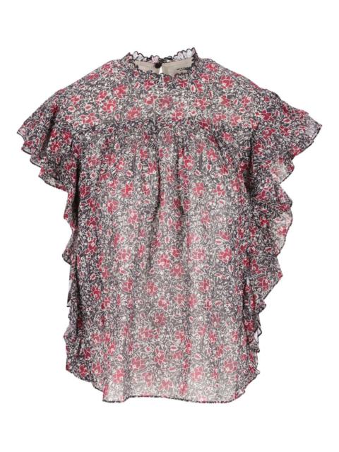 ruffled floral-print top