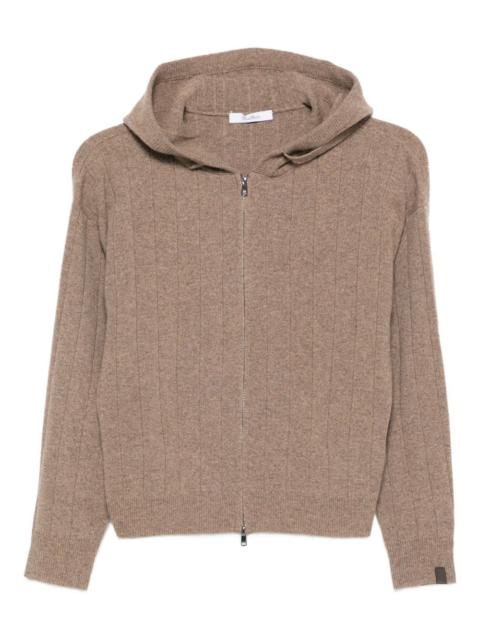 hooded zip-up cardigan