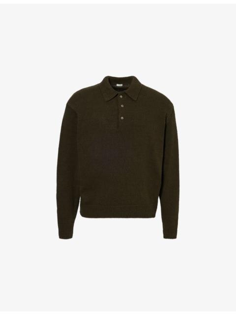 Regular-Fit Ribbed-Trim Silk Polo Shirt