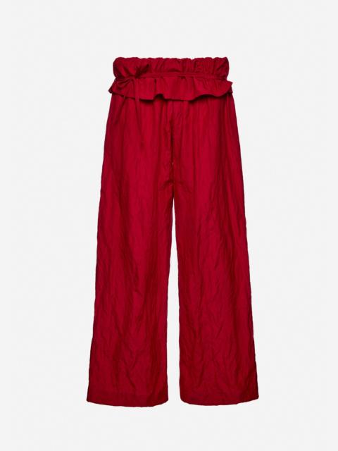 Low-rise ruffled waist trousers in red