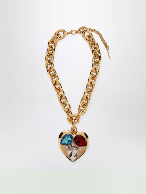 Gold-tone chain necklace with heart pendant