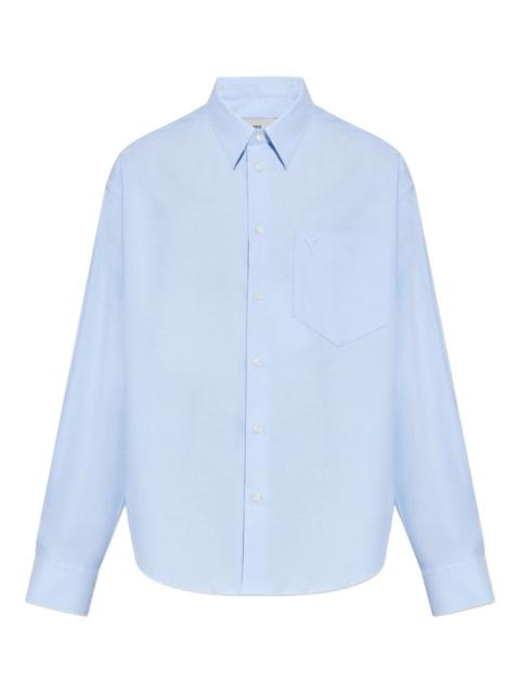 heart-embroidered long-sleeve shirt