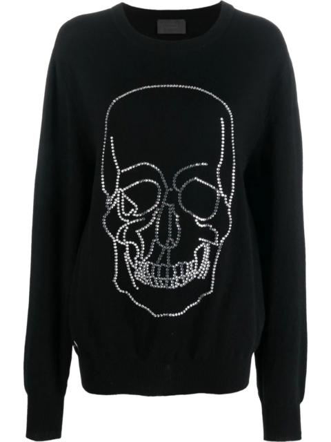 studded-skull cashmere pullover