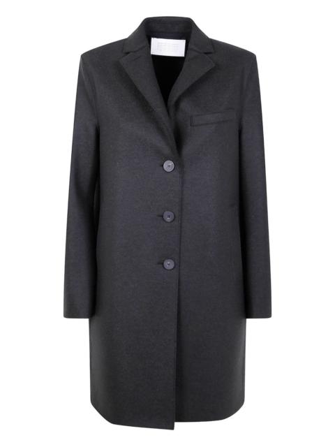 button-fastening wool coat