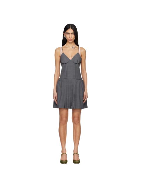 Gray Tuck Detail Bustier Slip Minidress