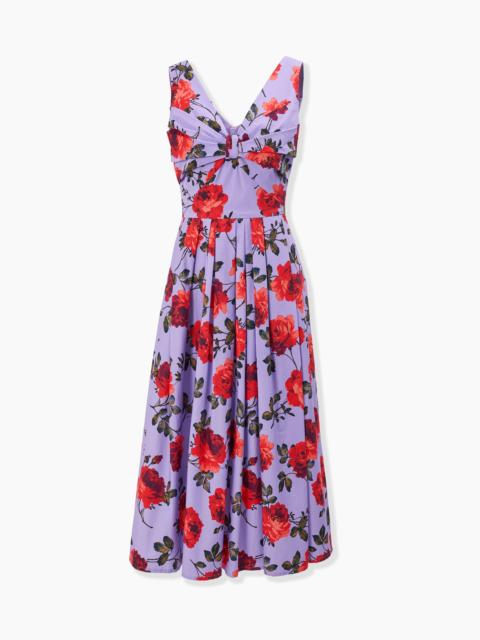 Rose-Print V-Neck Midi Dress