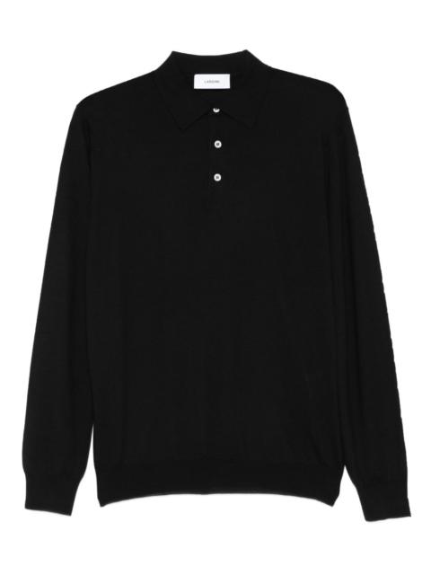 long-sleeve wool polo shirt