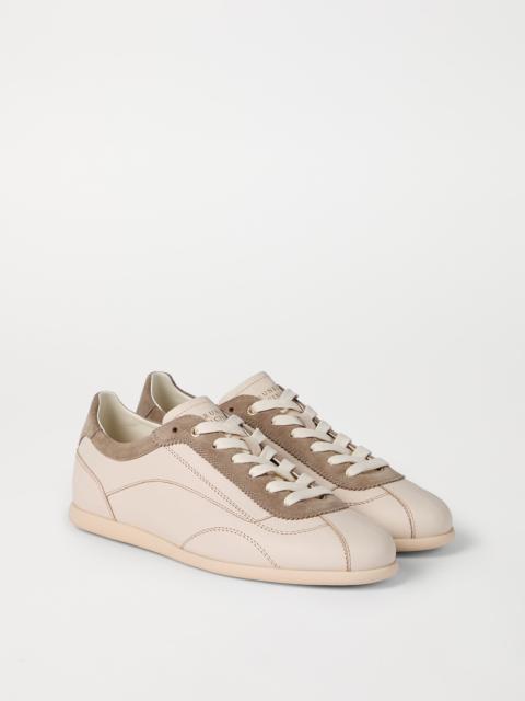 Calfskin and suede sneakers with slim outsole