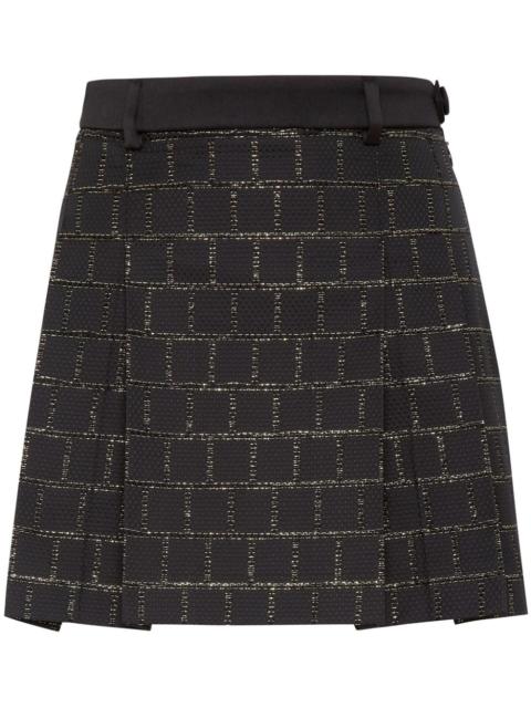 Sartorial pleated jacquard miniskirt