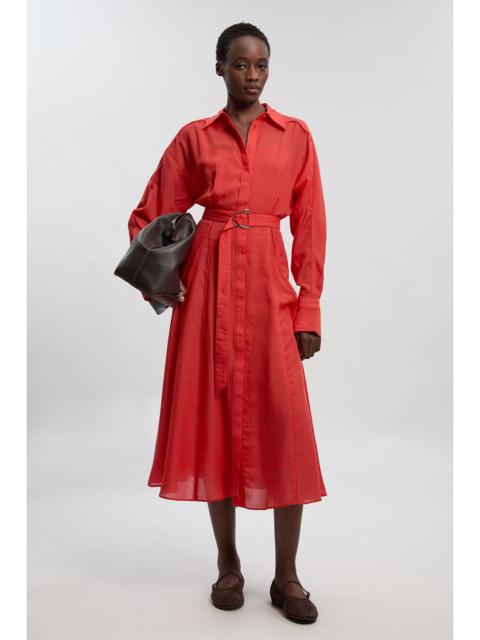 Colour Block Fluid Tencel Woven Maxi Shirt Dress