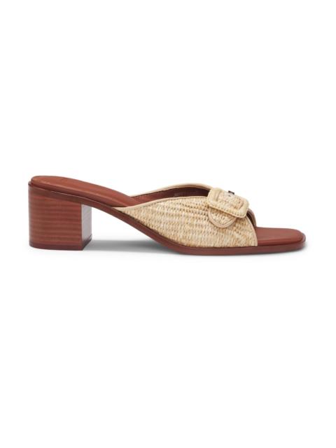 RAFFIA MULES WITH LEATHER TRIMS