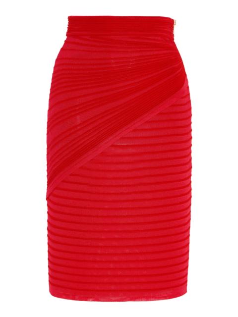 Knit Midi Skirt red