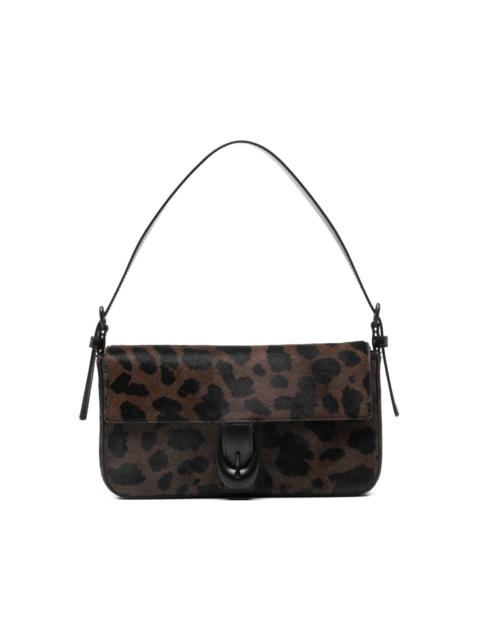 leopard-pattern buckle-detail shoulder bag