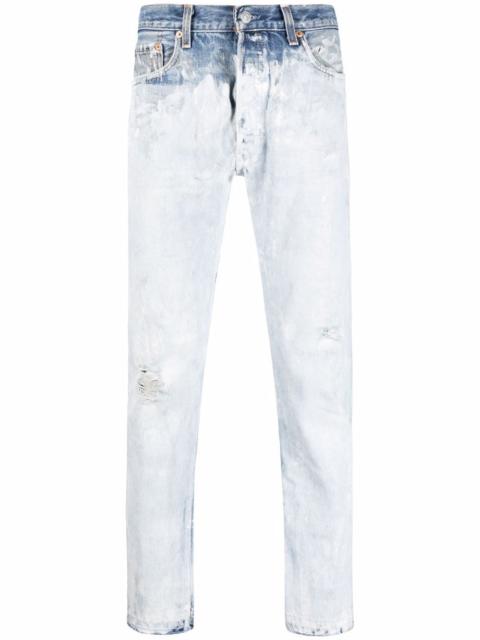 mid-rise straight-leg bleached jeans