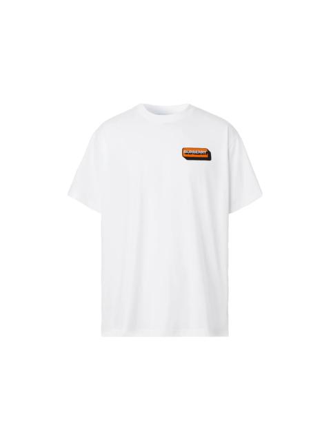 Burberry Logo Applique Cotton Oversized T-shirt White/Orange