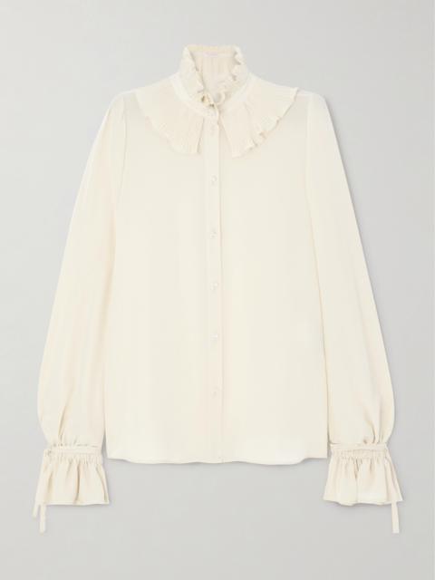 Ruffled Silk Crepe De Chine Shirt