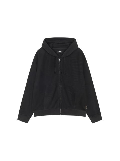 Stussy Double Layer Waffle Zip Hoodie Black