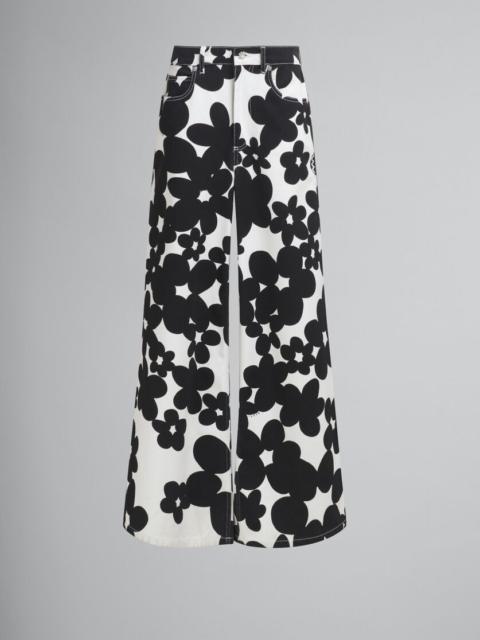 COTTON TROUSERS WITH BLACK AND WHITE DILLIES PRINT
