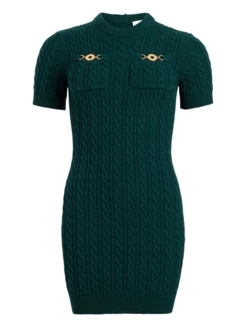 cable-knit gold-button mini dress