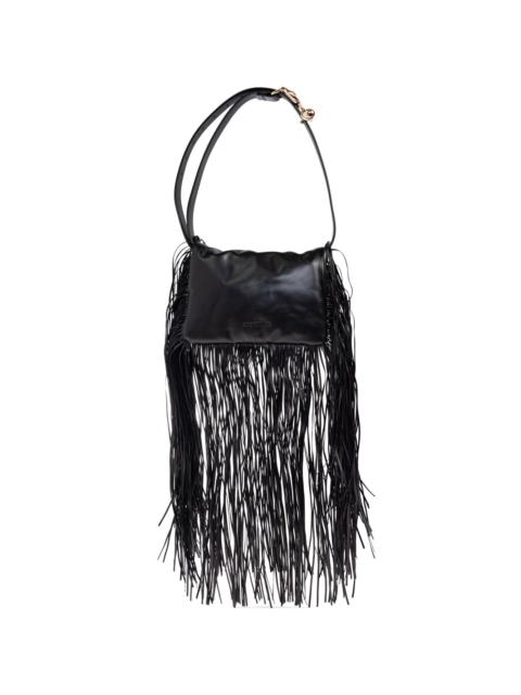 fringed leather shoulder bag