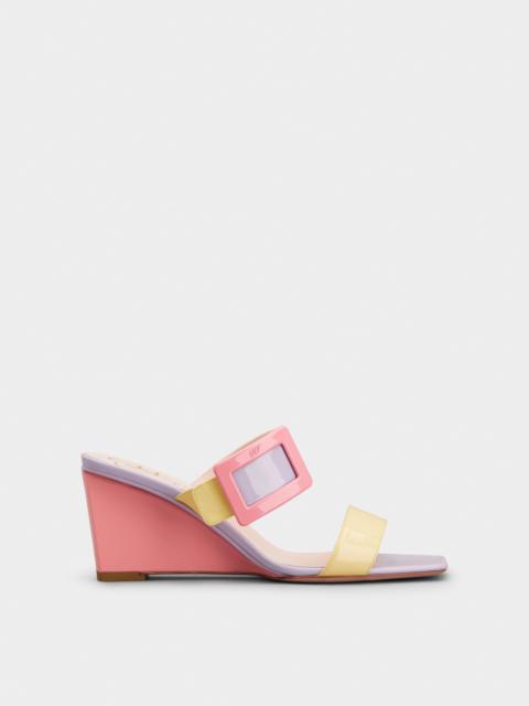 Belle Vivier Wedge Mules in patent leather