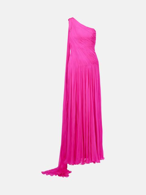 Pleated silk georgette chiffon gown