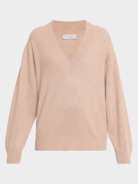 Sparkling Cashmere Oversized V-Neck Sweater