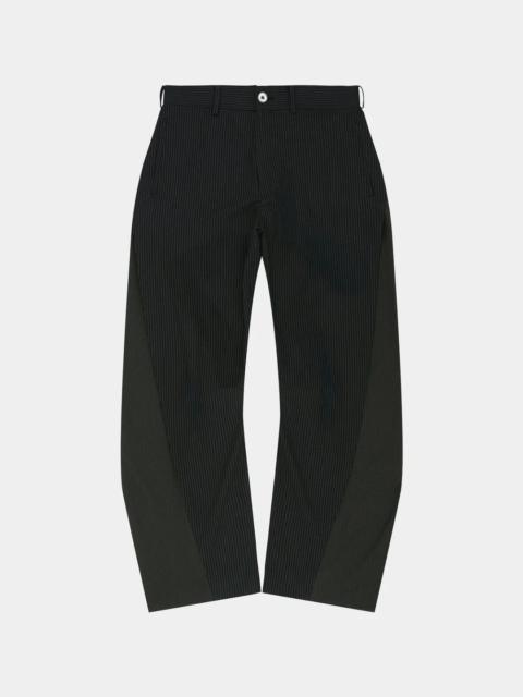 Twisted Seam Stripe Wide-Leg Trousers