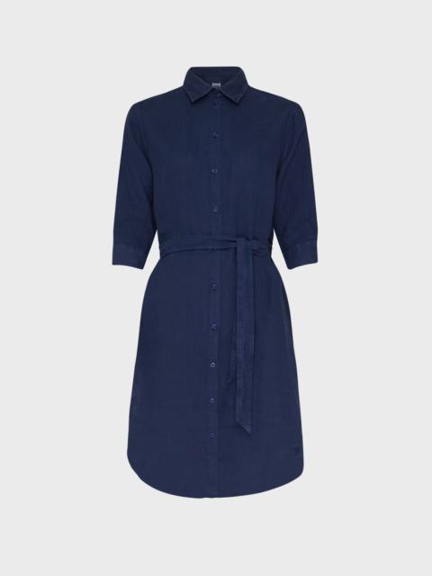 WOMEN LINEN SHIRT DRESS SOLID