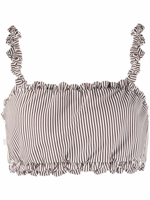 ruched striped bikini top
