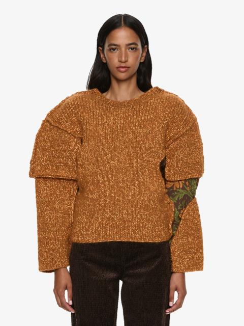 Deconstructed Brocade Knit Sweater