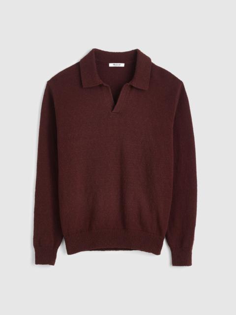 Johnny-Collar Sweater Polo in Textured Cotton