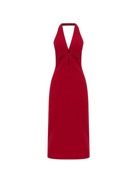 cut-out halterneck midi dress