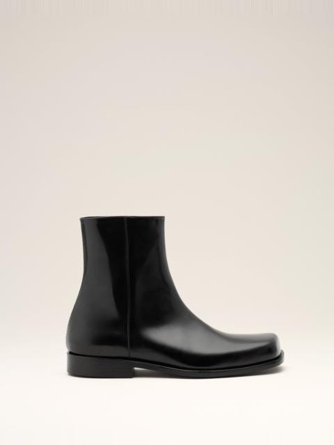 BLACK COW LEATHER ANKLE BOOTS