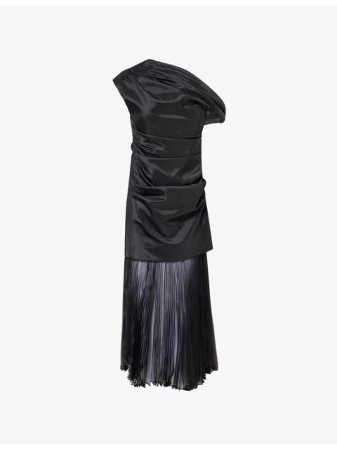 Ammalie Draped Taffeta Midi Dress