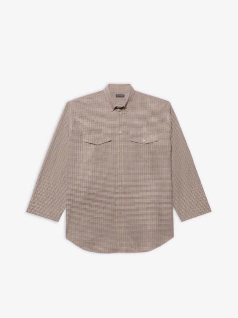 Oversize Button-down Shirt in Beige/black