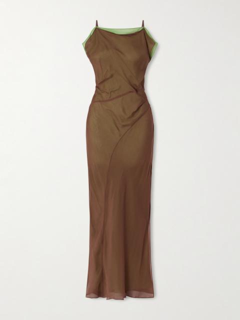 Danica Ruched Layered Silk-chiffon Maxi Dress