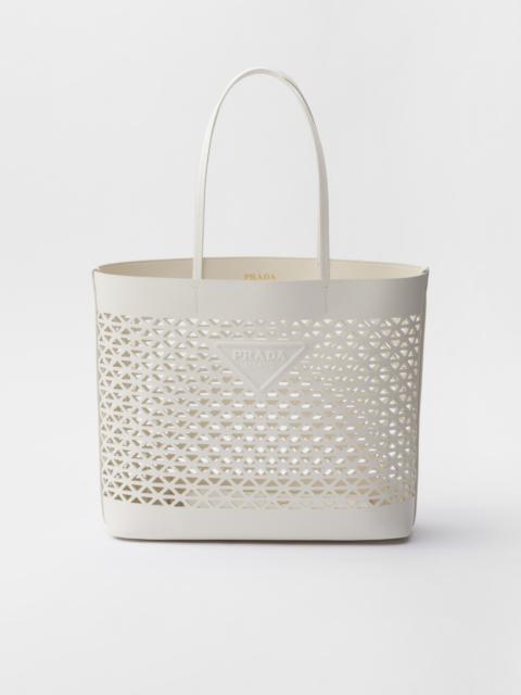 Large perforated leather tote bag