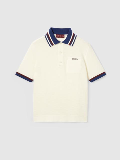 Cotton piquet polo shirt with intarsia