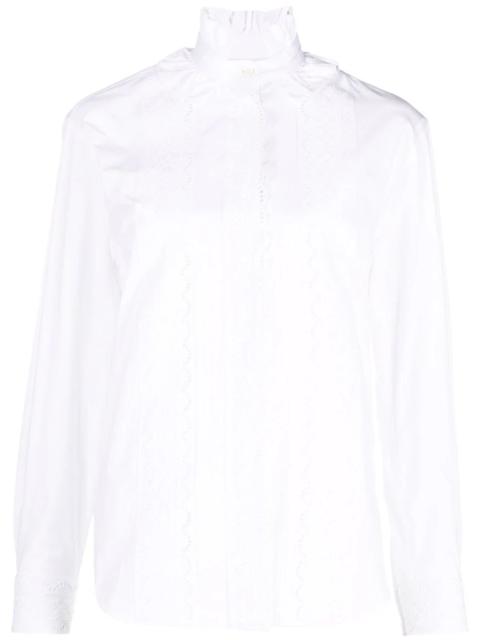 white ruffled shirt