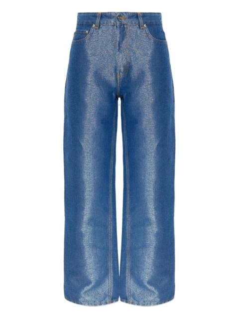 metallic-effect jeans