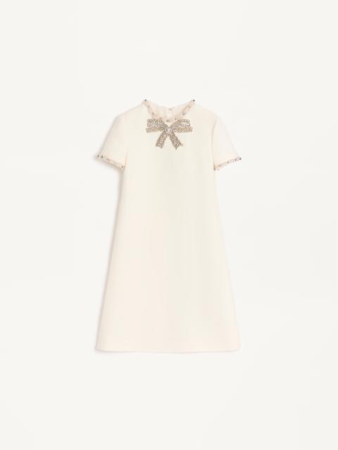 EMBROIDERED CREPE COUTURE SHORT DRESS