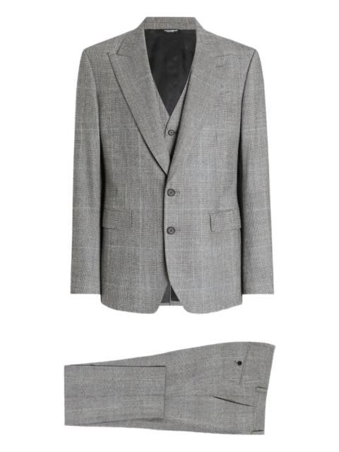 check-pattern three-piece suit