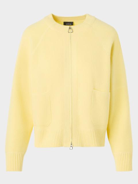 Cashmere Pique Knit Zip Cardigan