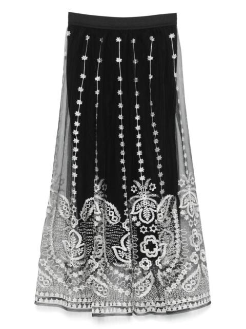 lace-detail maxi skirt