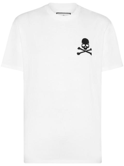 skull-embroidery cotton T-shirt