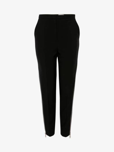 Wool Zip Trouser in Black