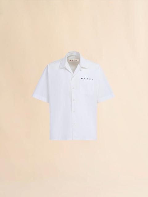 WHITE POPLIN LOGO BOWLING SHIRT
