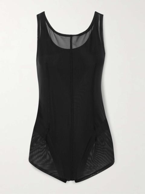 Mesh-paneled swimsuit Black