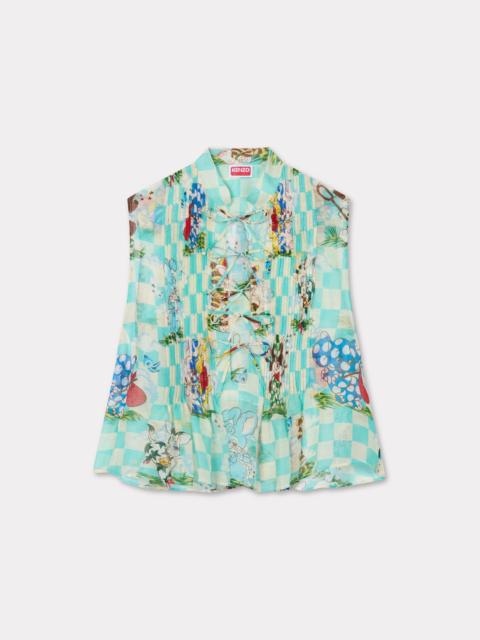 'KENZO Cartoon' sleeveless top in mixed silk linen